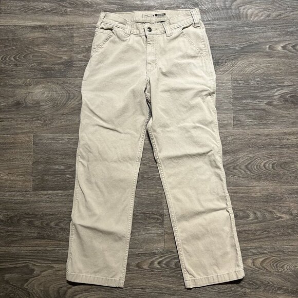 Carhartt Pants 30x30 Relaxed Straight Rigby Canvas Dungaree Work Khaki Workwear - Picture 2 of 13